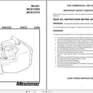 Minuteman Fullback MC831800 MC831910 Operation Service Parts Care 987310 2002 (1)