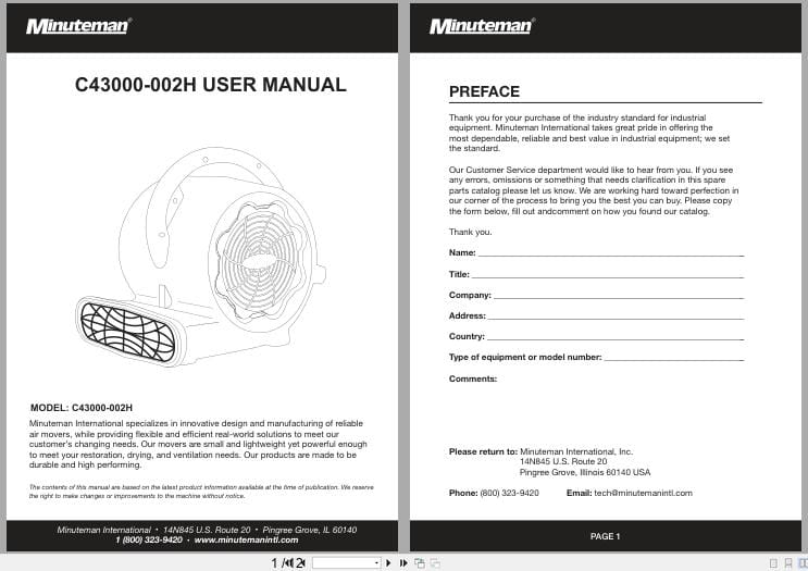 Minuteman Hepa Blower C43000 002H User Manual 040820 (1)