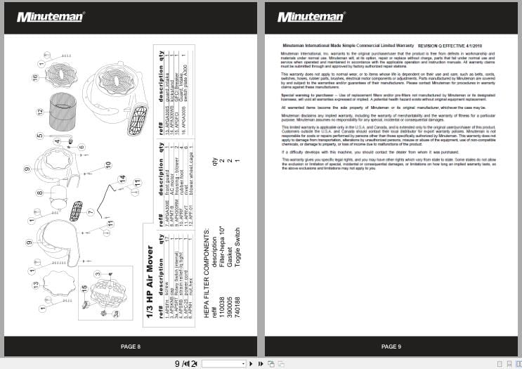 Minuteman Hepa Blower C43000 002H User Manual 040820 (3)