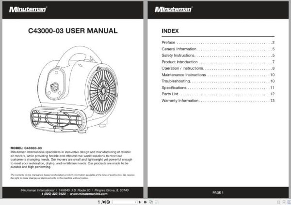 Minuteman Mini Blower C43000 03 AD100 User Manual (1) Minuteman Mini Blower C43000 03 Ad100 User Manual (1)