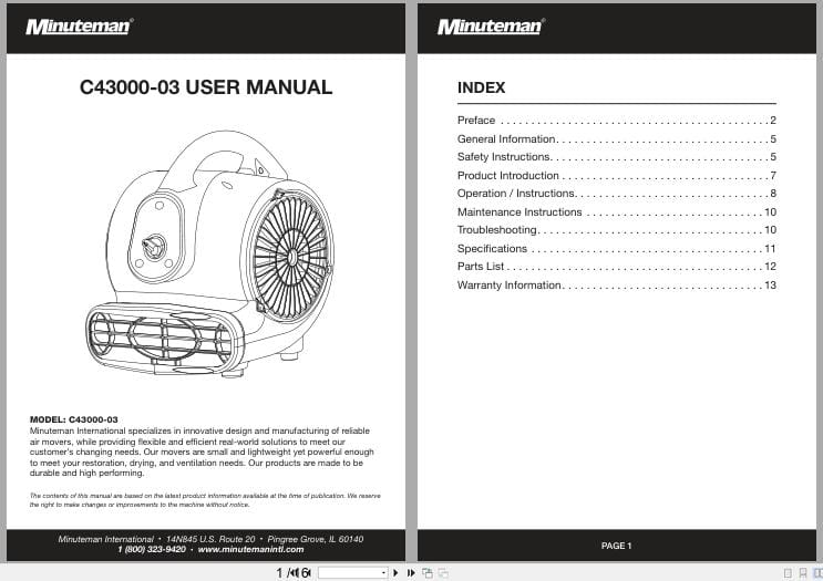 Minuteman Mini Blower C43000 03 AD100 User Manual (1)