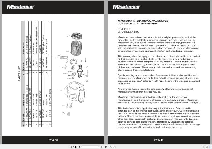 Minuteman Mini Blower C43000 03 AD100 User Manual (2)