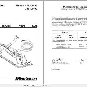 Minuteman Motorized Tool C46300 00 C46300 02 Operation Service Parts Care 988612 2003 (1)
