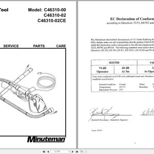Minuteman Motorized Tool Wall Unit C46310 00 C46310 02 C46310 02CE Operation Service Parts Care 988613 2003 (1)