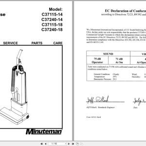 Minuteman Multi Purpose Vacuum MPV 14 18 Operation Service Parts Care (1)