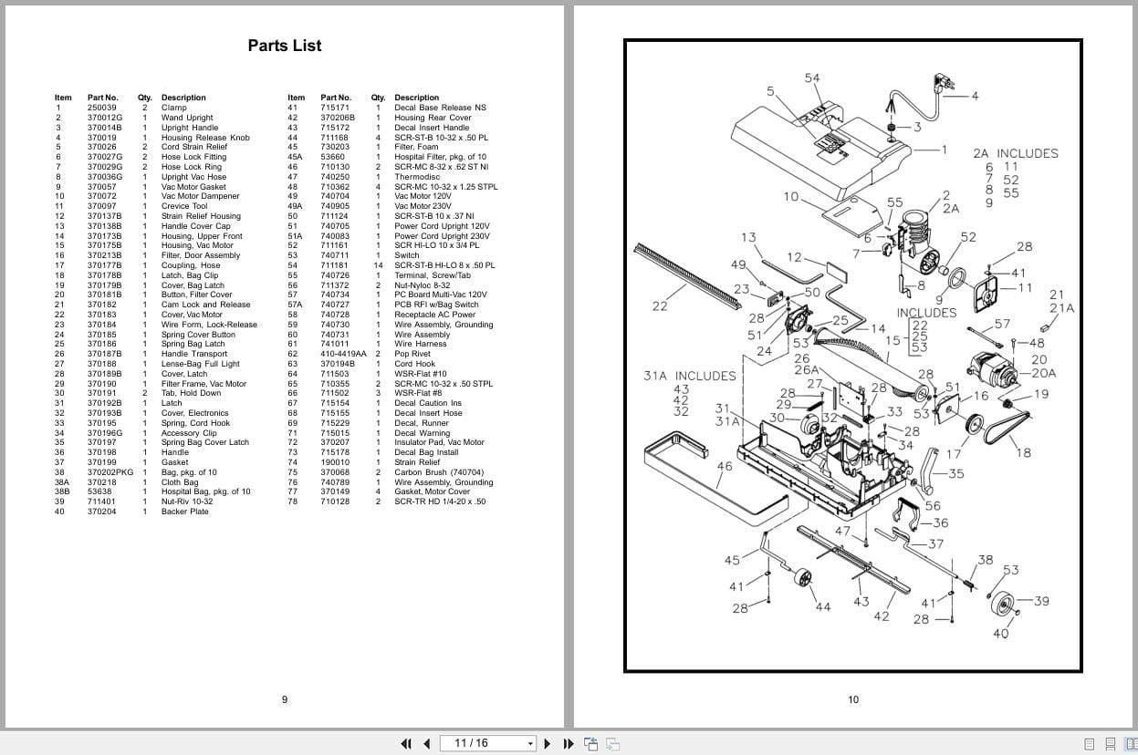 Minuteman Multi Purpose Vacuum MPV 14 18 Operation Service Parts Care (2)