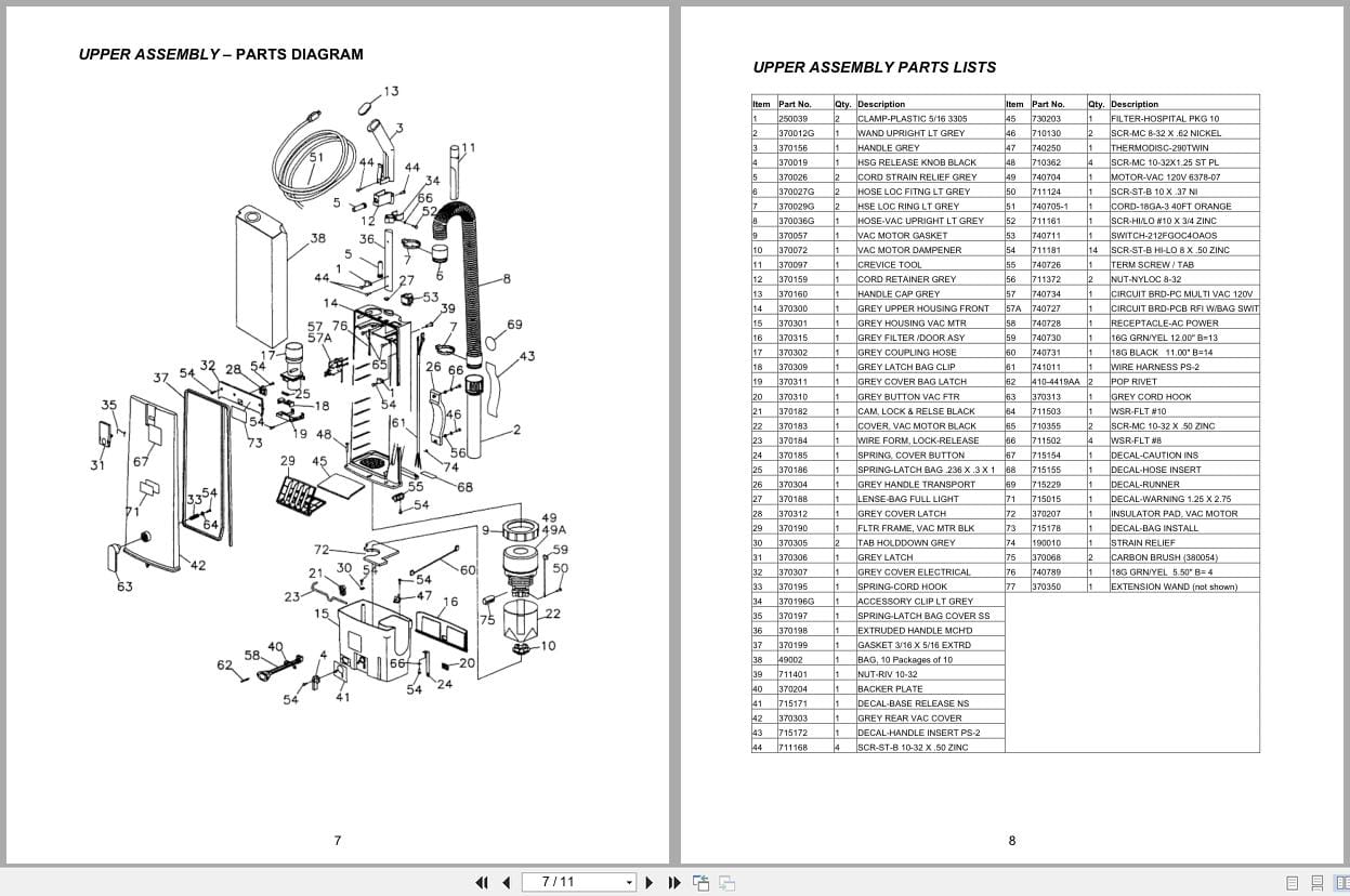 Minuteman Multi Purpose Vacuum PS 2 49001 Operation Service Parts Care 988012 2004 (2)