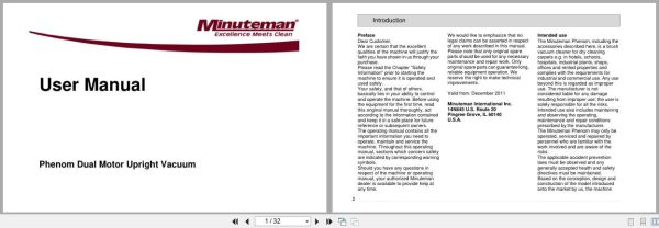 Minuteman Phenom Dual Motor Upright Vacuum L1518 User Manual 88743UM 2011 (1) Minuteman Phenom Dual Motor Upright Vacuum L1518 User Manual 88743Um 2011 (1)
