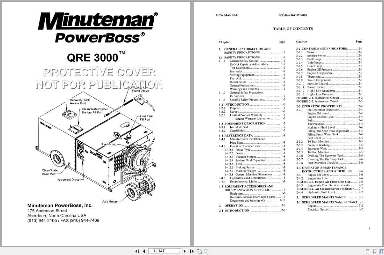 Minuteman PowerBoss High Pressure Washer QRE 3000 Parts Manual (1)