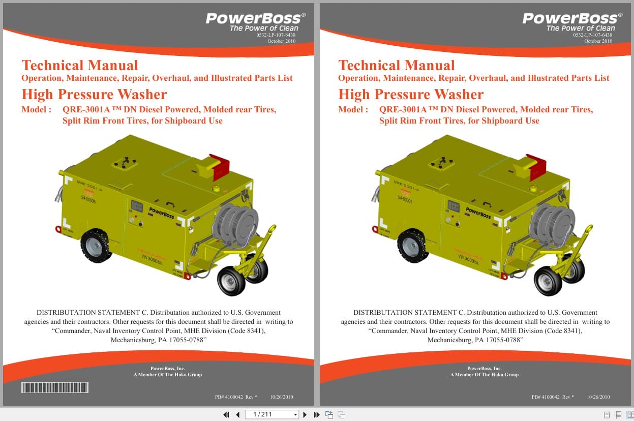 Minuteman PowerBoss High Pressure Washer QRE 3001A Technical Manual 4100042 2010 (1)