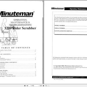 Minuteman Rider Scrubber 3200 Operation Maintenance Troubleshooting 3337190 2000 (1)
