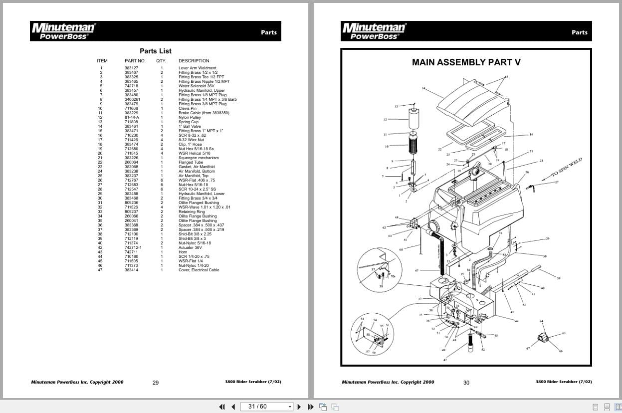 Minuteman Rider Scrubber 3800 Series Operation Service Parts Assembly Manual (3)