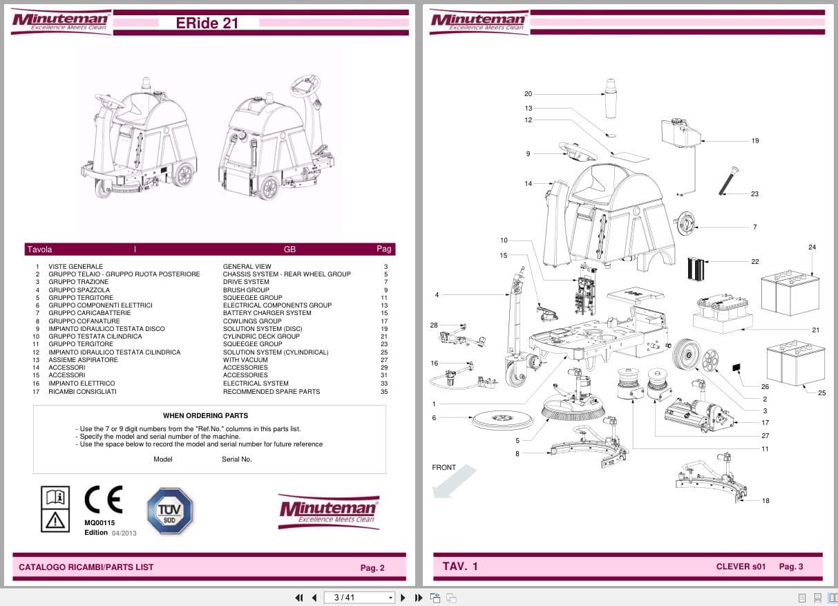 Minuteman Rider Scrubber E Ride 21 Service Parts Manual And Wiring Diagram (2)