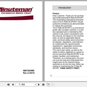 Minuteman Rider Scrubber E Ride 26 Sport User Manual 988726UMS 2016 (1)
