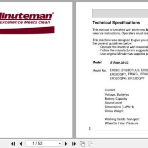 Minuteman Rider Scrubber E Ride 28 32 ER28C To ER32DQPT User Manual 9887339M 2016 (1)