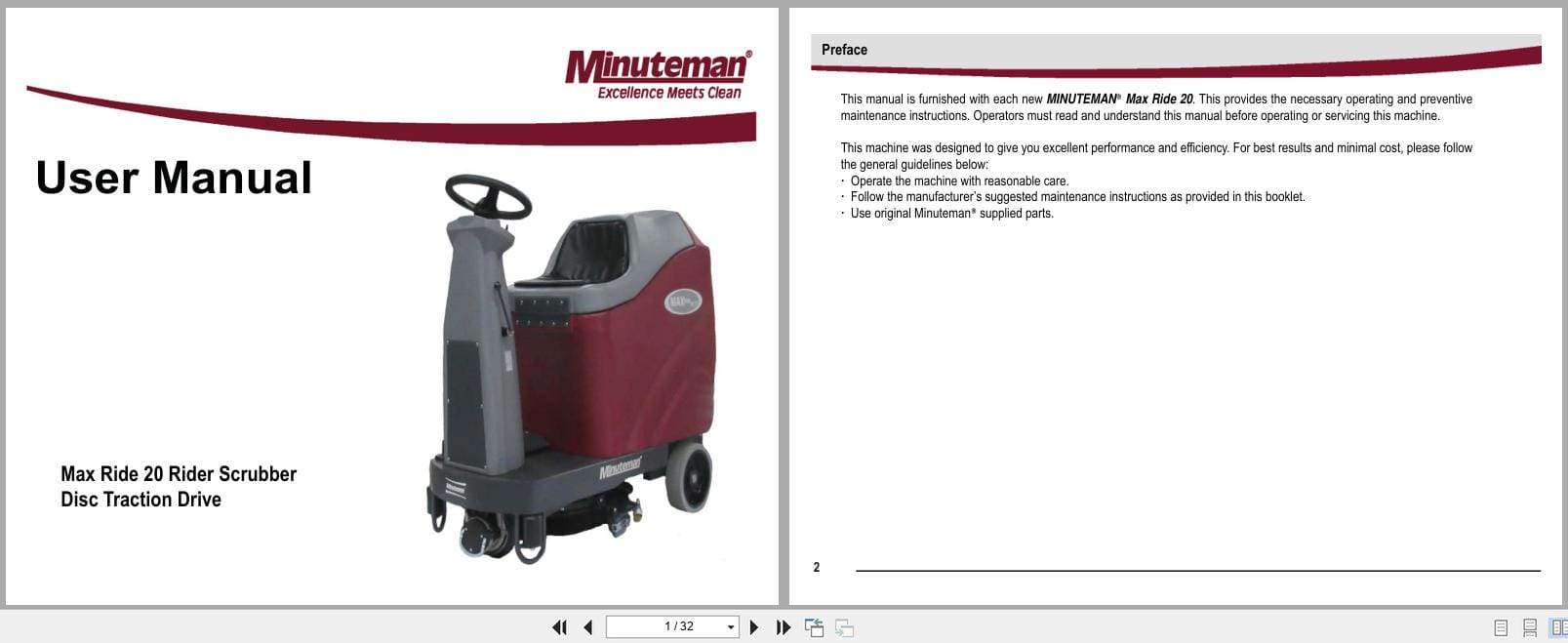 Minuteman Rider Scrubber Max Ride 20 Disc Traction Drive User Manual (1)