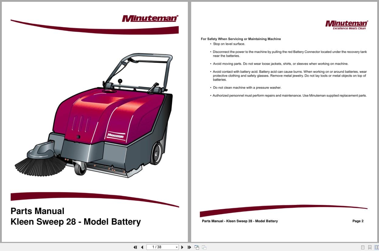 Minuteman Rider Sweeper Kleen Sweep 28 Parts Instruction Manual (1)