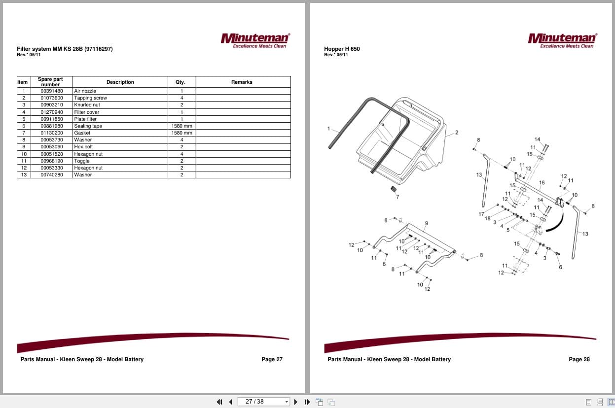 Minuteman Rider Sweeper Kleen Sweep 28 Parts Instruction Manual (3)