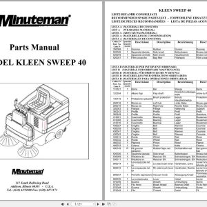 Minuteman Rider Sweeper Kleen Sweep 40 Parts Manual (1)