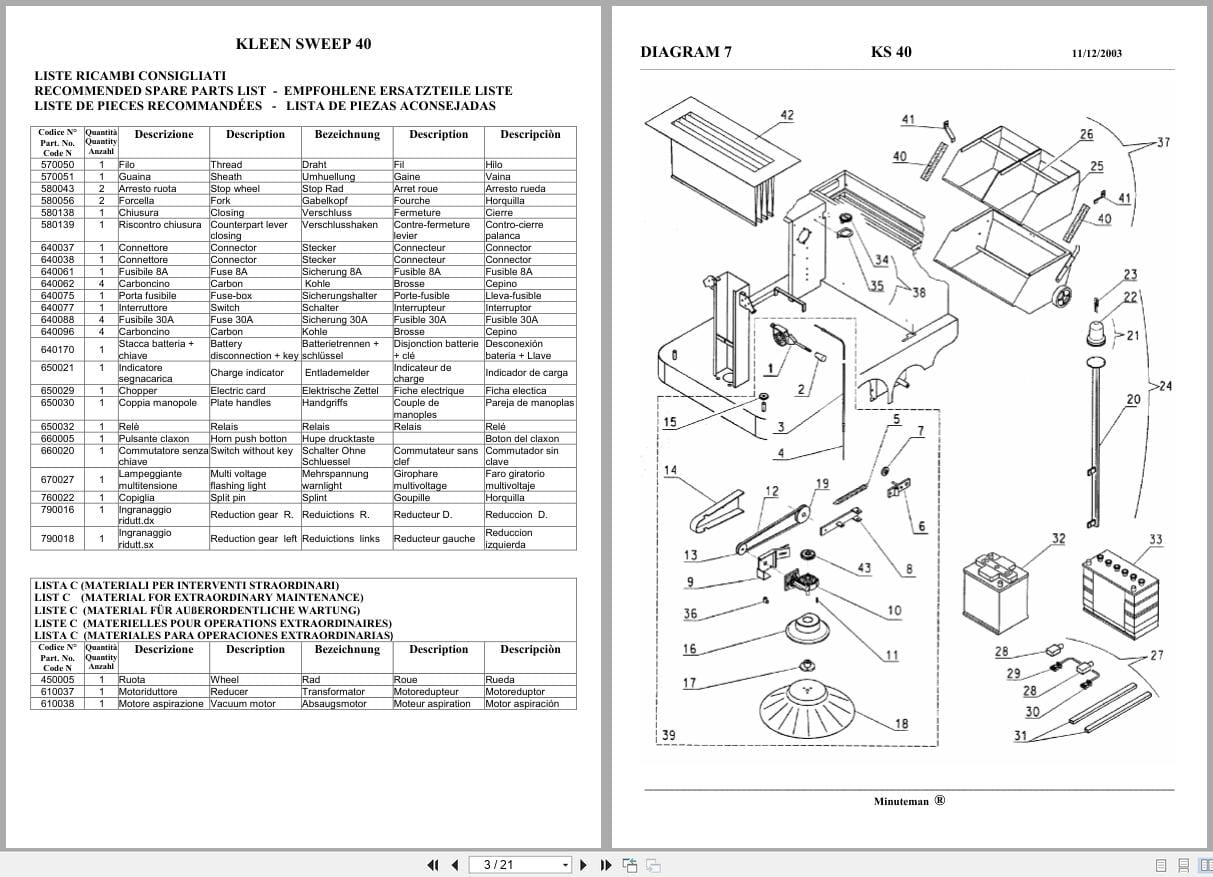 Minuteman Rider Sweeper Kleen Sweep 40 Parts Manual (2)