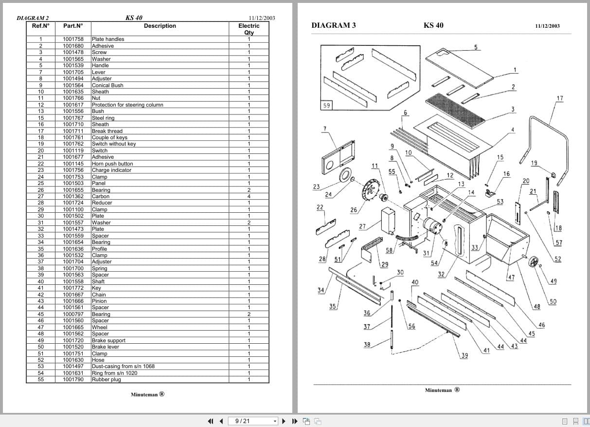 Minuteman Rider Sweeper Kleen Sweep 40 Parts Manual (3)
