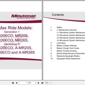 Minuteman Rider Sweeper Max Ride MR20 MR26 Service Manual Wiring Diagram 2019 (1)