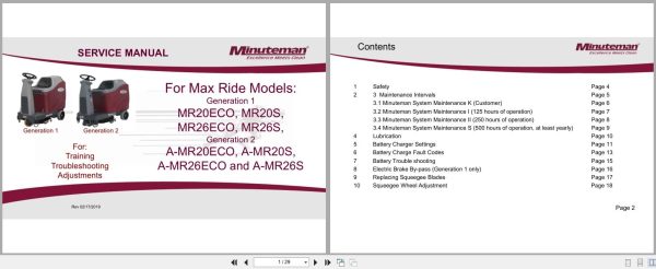 Minuteman Rider Sweeper Max Ride Mr20 Mr26 Service Manual Wiring Diagram 2019 (1)