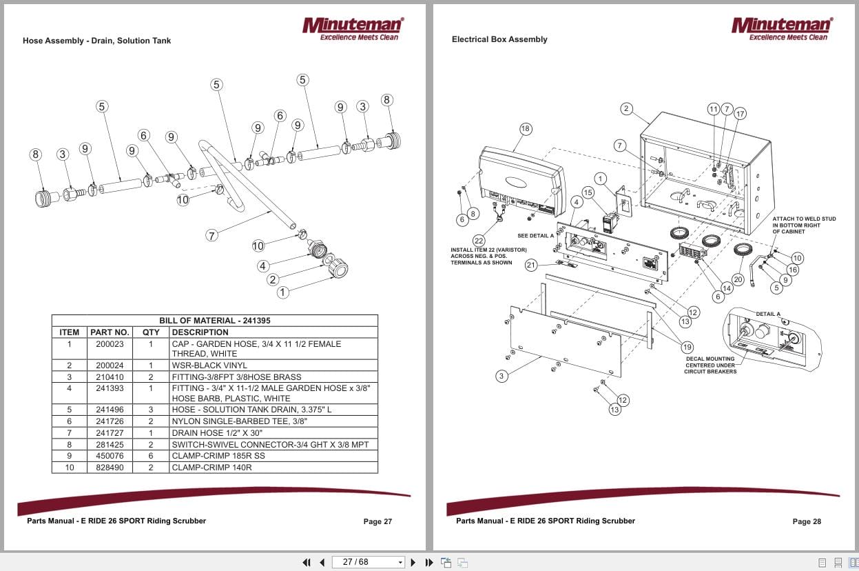 Minuteman Riding Scrubber E Ride 26 Sport Parts Manual And Wiring Diagram 988726S 2016 (3)
