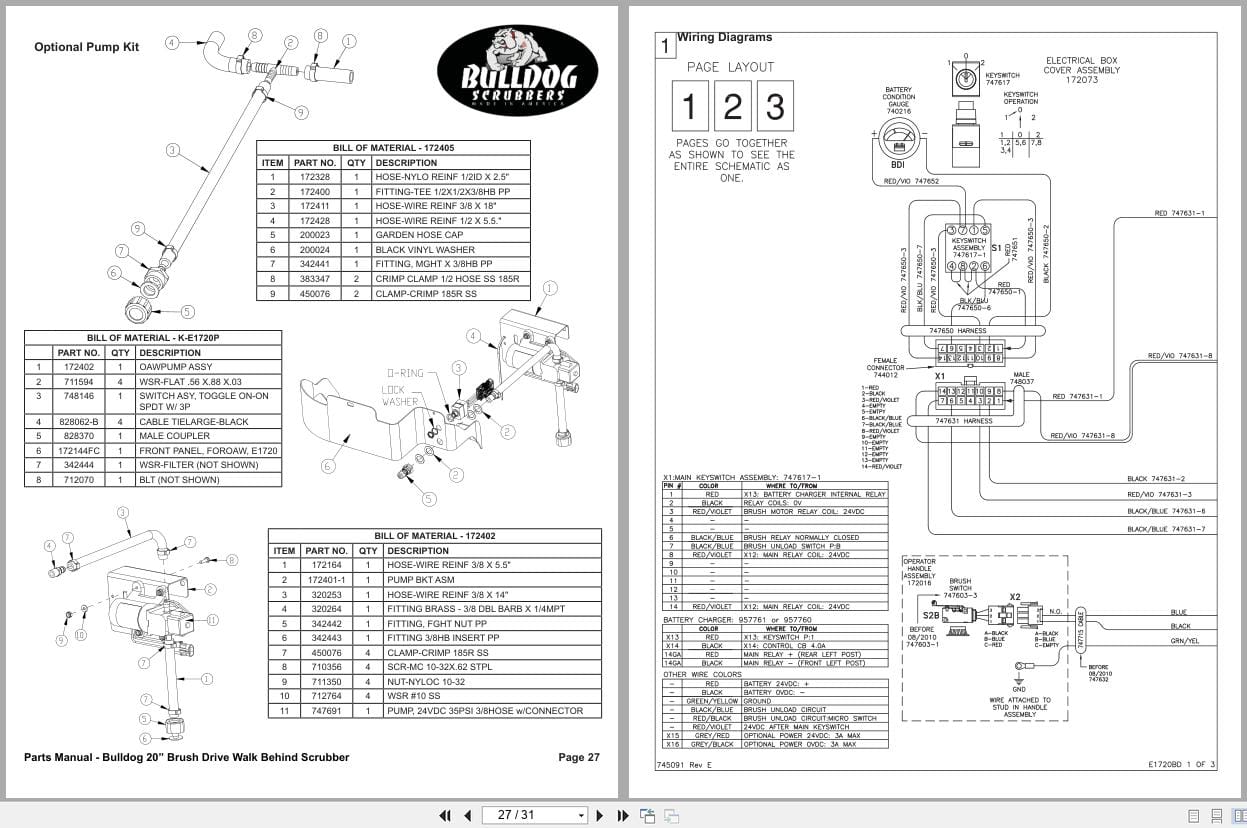 Minuteman Scrubber Bulldog 20 26Inch Series Parts Manual And Electrical Schematic (3)