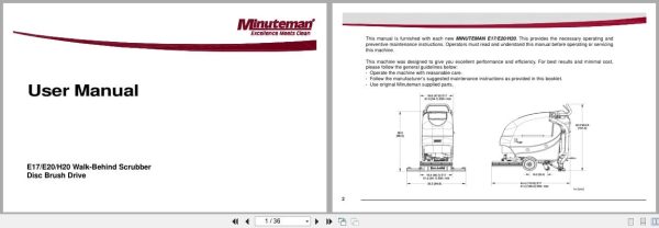 Minuteman Scrubber Disc Brush Drive E17BD E20BD H20BD User Manual 988720UM 2012 (1) Minuteman Scrubber Disc Brush Drive E17Bd E20Bd H20Bd User Manual 988720Um 2012 (1)