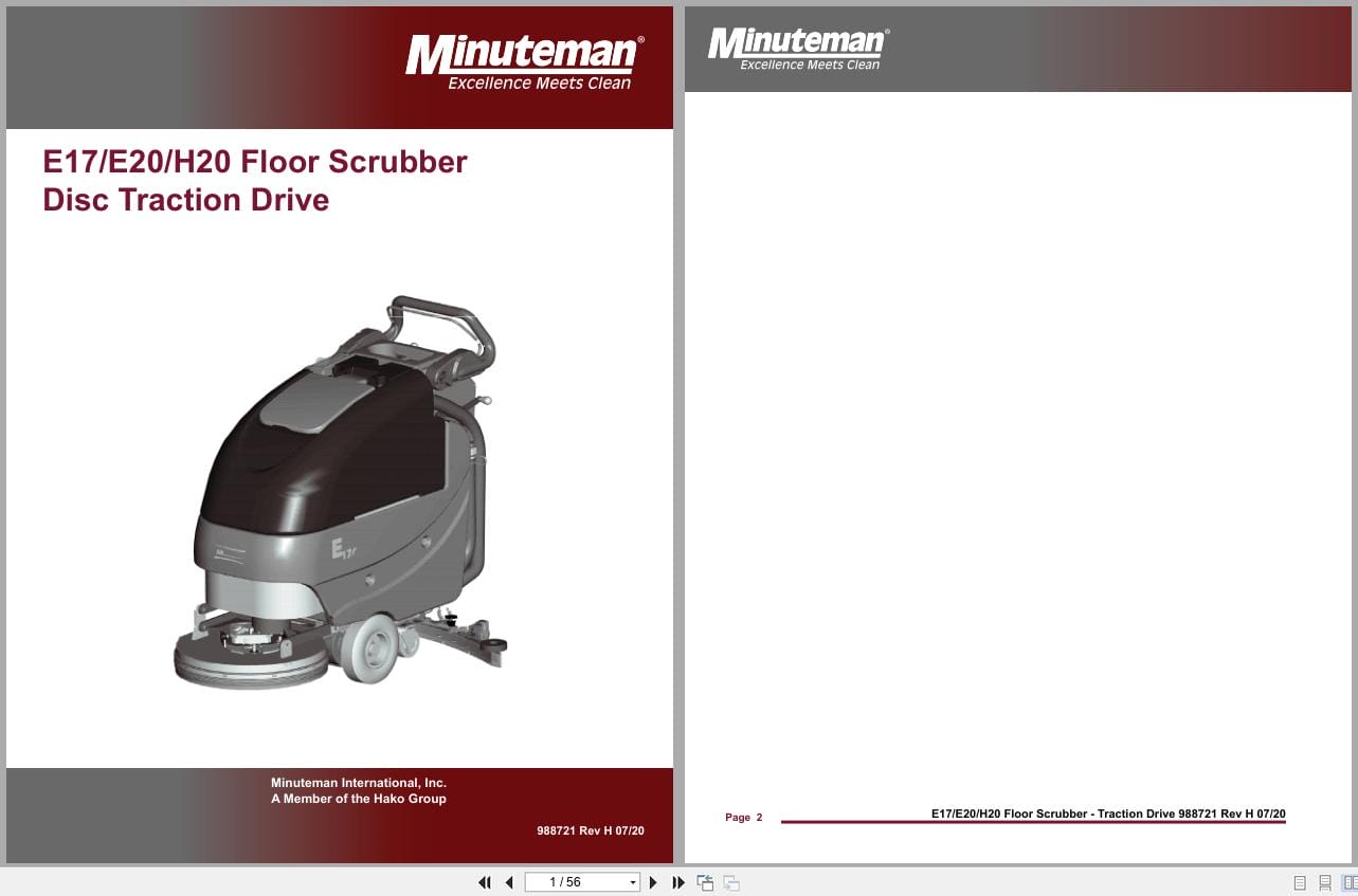 Minuteman Scrubber Disc Traction Drive E17 E20 Parts Manual And Electrical Schematic (1)