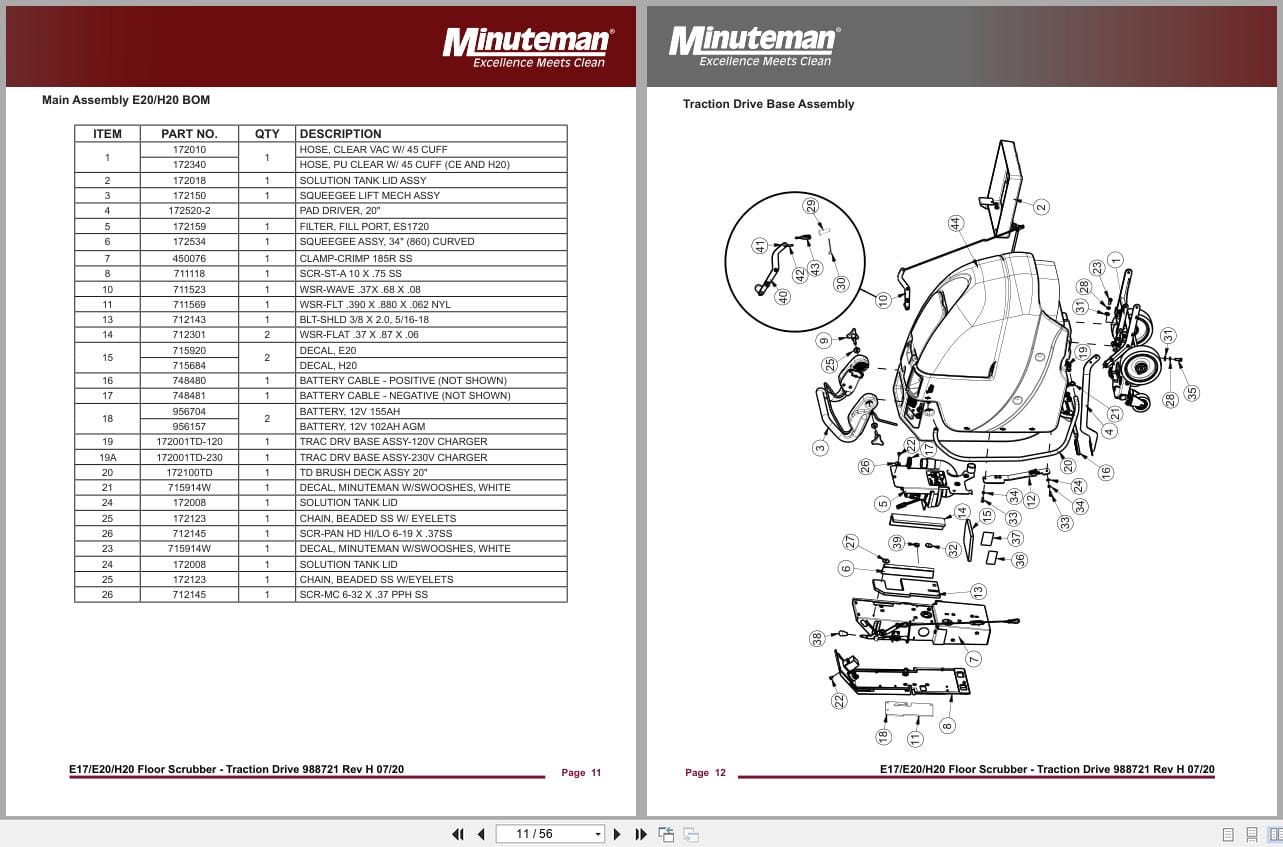Minuteman Scrubber Disc Traction Drive E17 E20 Parts Manual And Electrical Schematic (3)