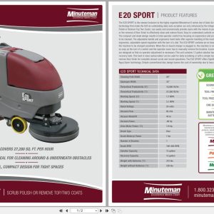 Minuteman Scrubber Disc Traction Drive E20 Sport Parts Manual And Electrical Schematic (1)