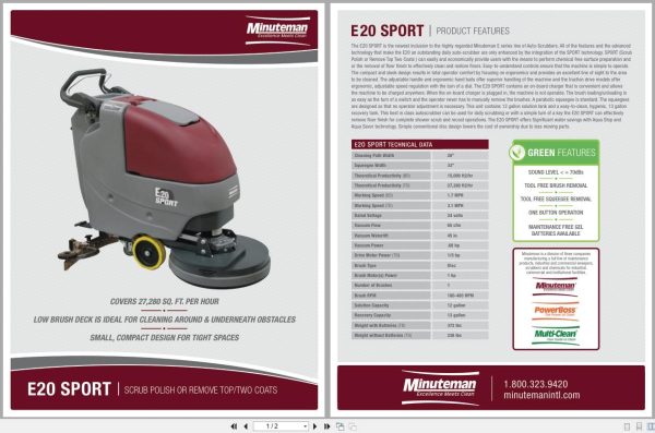 Minuteman Scrubber Disc Traction Drive E20 Sport Parts Manual And Electrical Schematic (1)