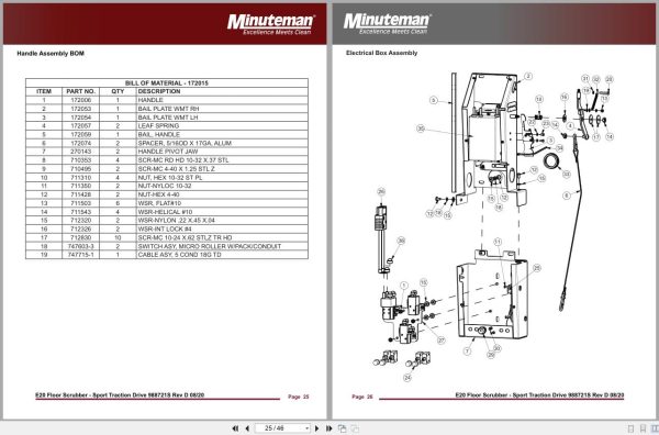 Minuteman Scrubber Disc Traction Drive E20 Sport Parts Manual And Electrical Schematic (2)