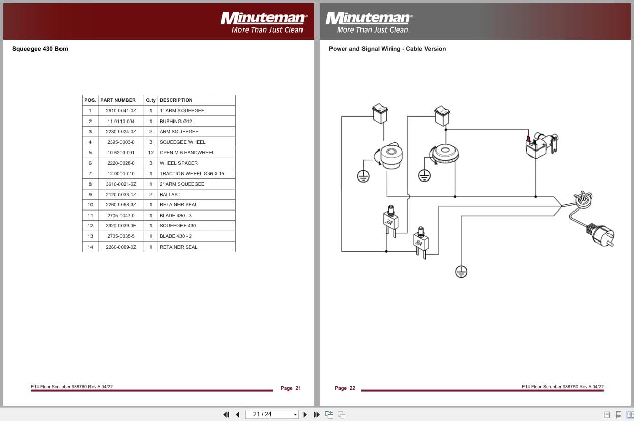 Minuteman Scrubber Dryer Machine E14 Parts Operation Manual (3)