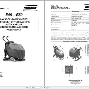 Minuteman Scrubber Dryer Machine E45 E50 Operating Parts Manual IT EN FR DE ES (1)