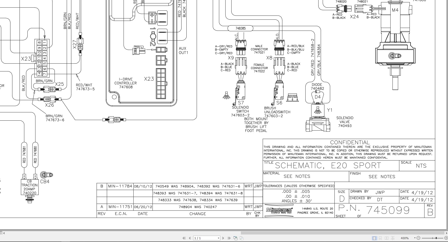 Minuteman Scrubber E20 Sport Electrical Schematic 745099 (1)