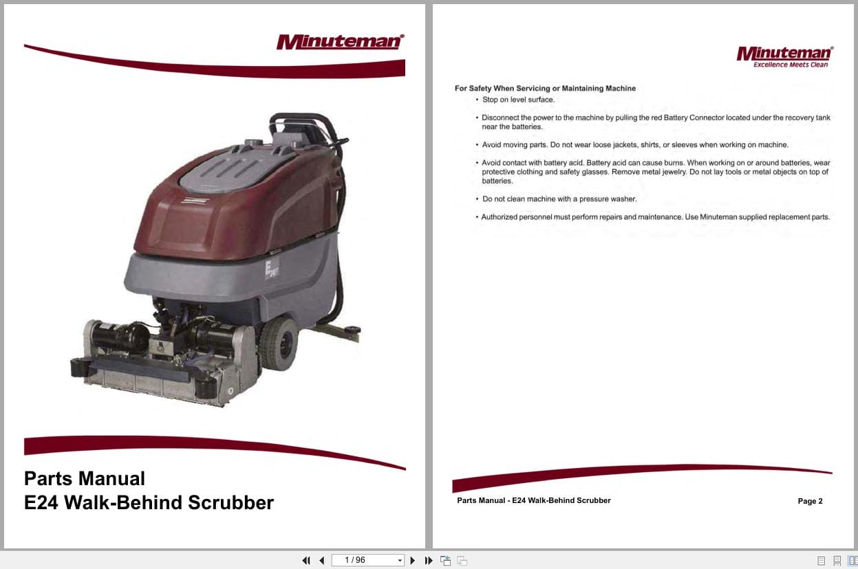 Minuteman Scrubber E24 Parts Manual And Electrical Schematic