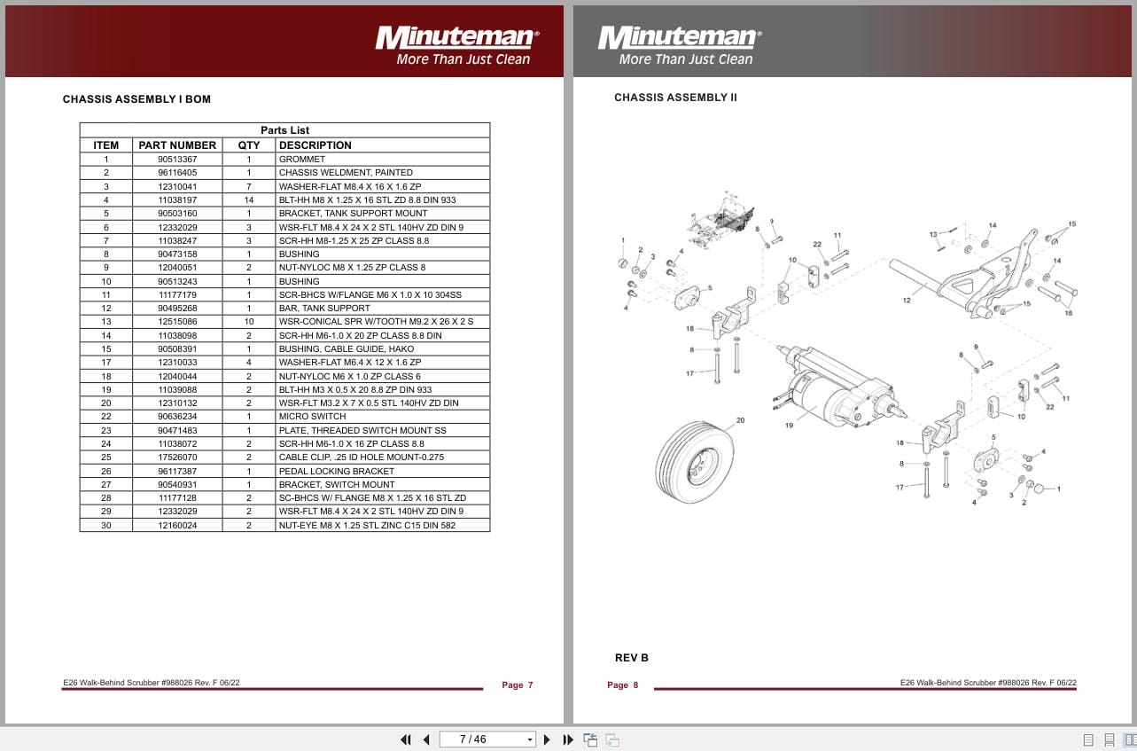 Minuteman Scrubber E26 E26CE E26QP E26QPCE E26QPG Parts Manual And Electrical Schematic (2)