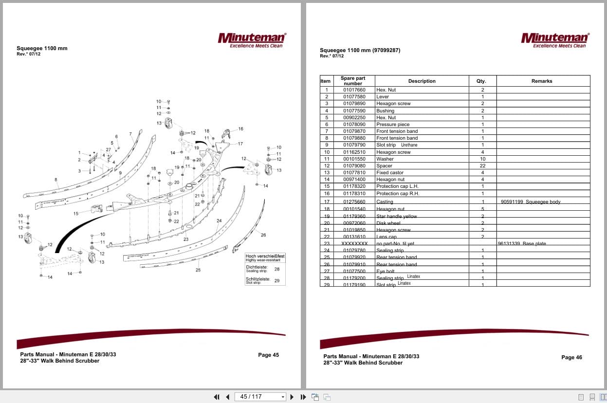 Minuteman Scrubber E2830 E3030 E3330 Parts Manual 988745 2012 (2)