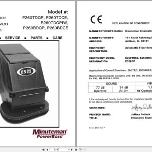 Minuteman Scrubber ES260 P260TDQP To P260BDCE Operation Service Parts 988021 (1)