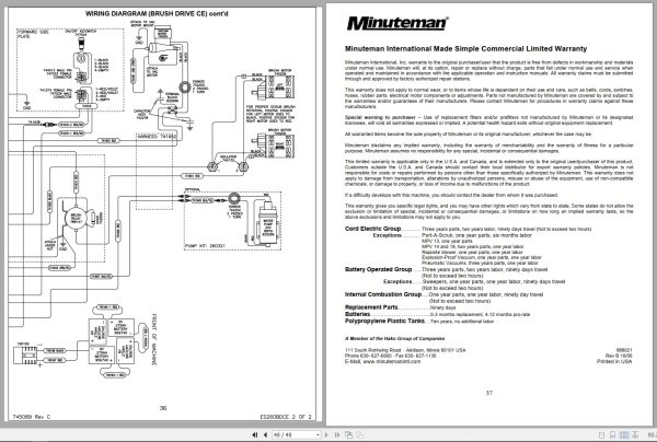 Minuteman Scrubber Es260 P260Tdqp To P260Bdce Operation Service Parts 988021 (4)