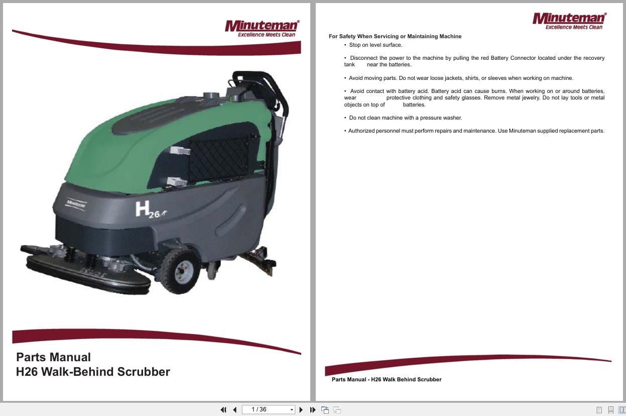 Minuteman Scrubber H26 Parts Manual 988026 2016 (1)