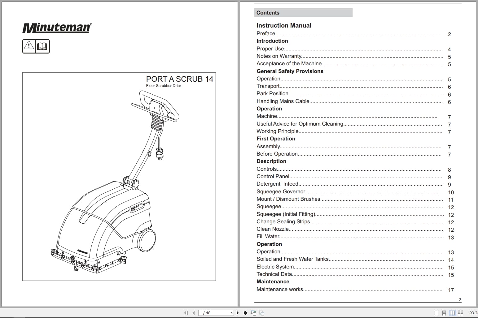 Minuteman Scrubber Port A Scrub 14 115V Instruction Manual (1)