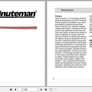 Minuteman Scrubber Port A Scrub with Power Pack Instruction Manual 88 10 2852 (1)