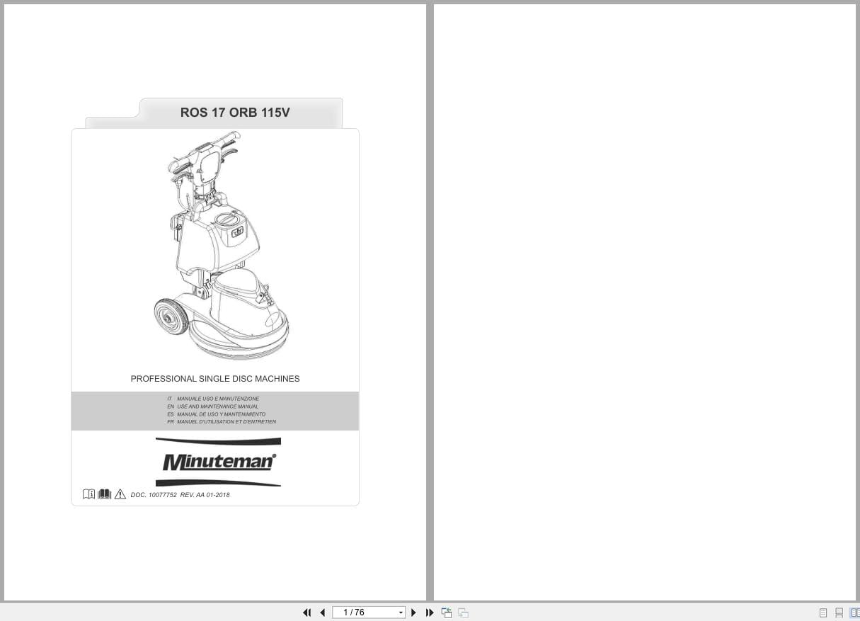Minuteman Scrubber ROS 17 ORB 115V Use And Maintenance Manual 10077752 2018 IT EN ES FR (1)