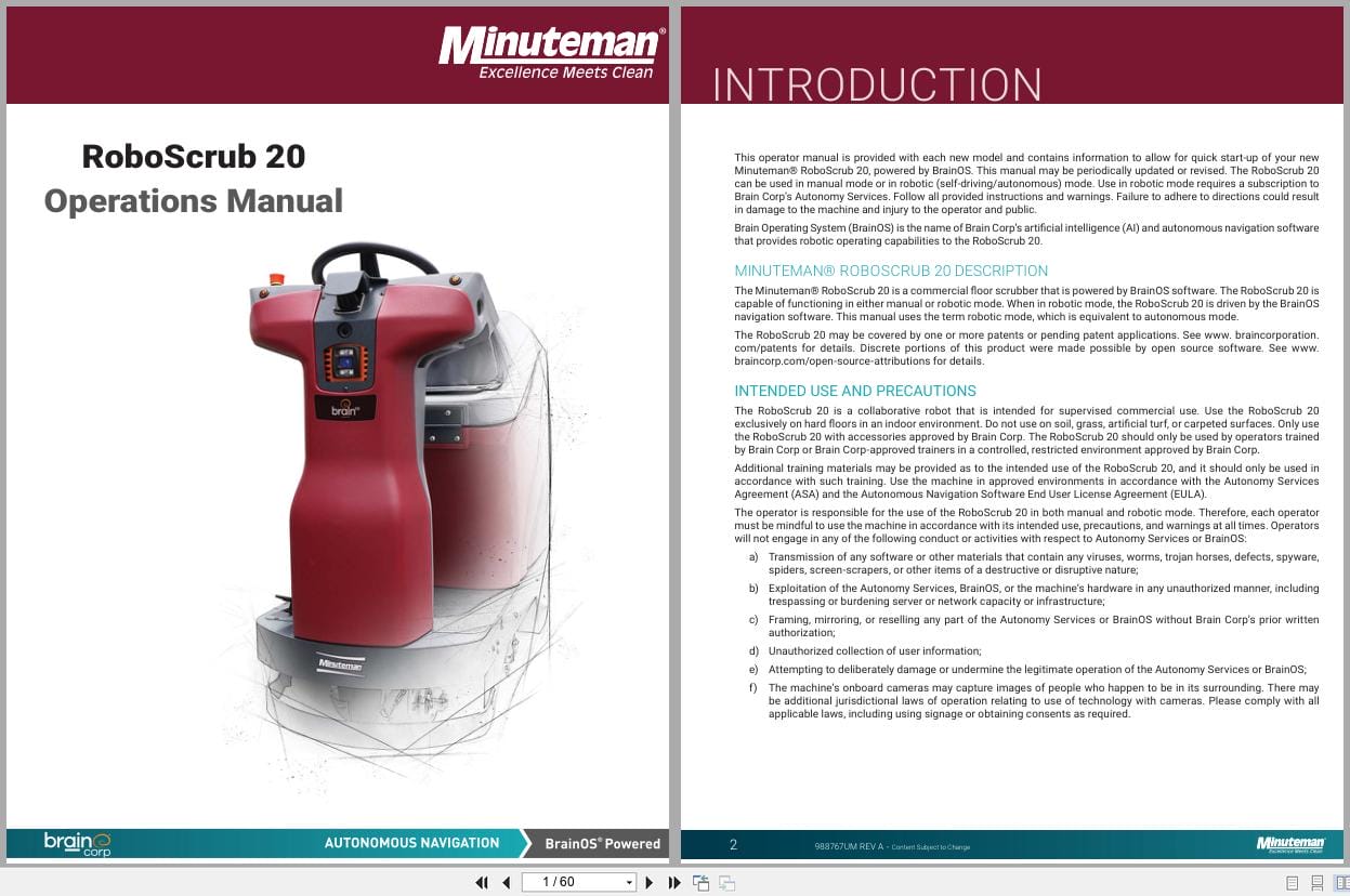 Minuteman Scrubber RoboScrub 20 A MR20 Operations Manual EN DE FR (1)