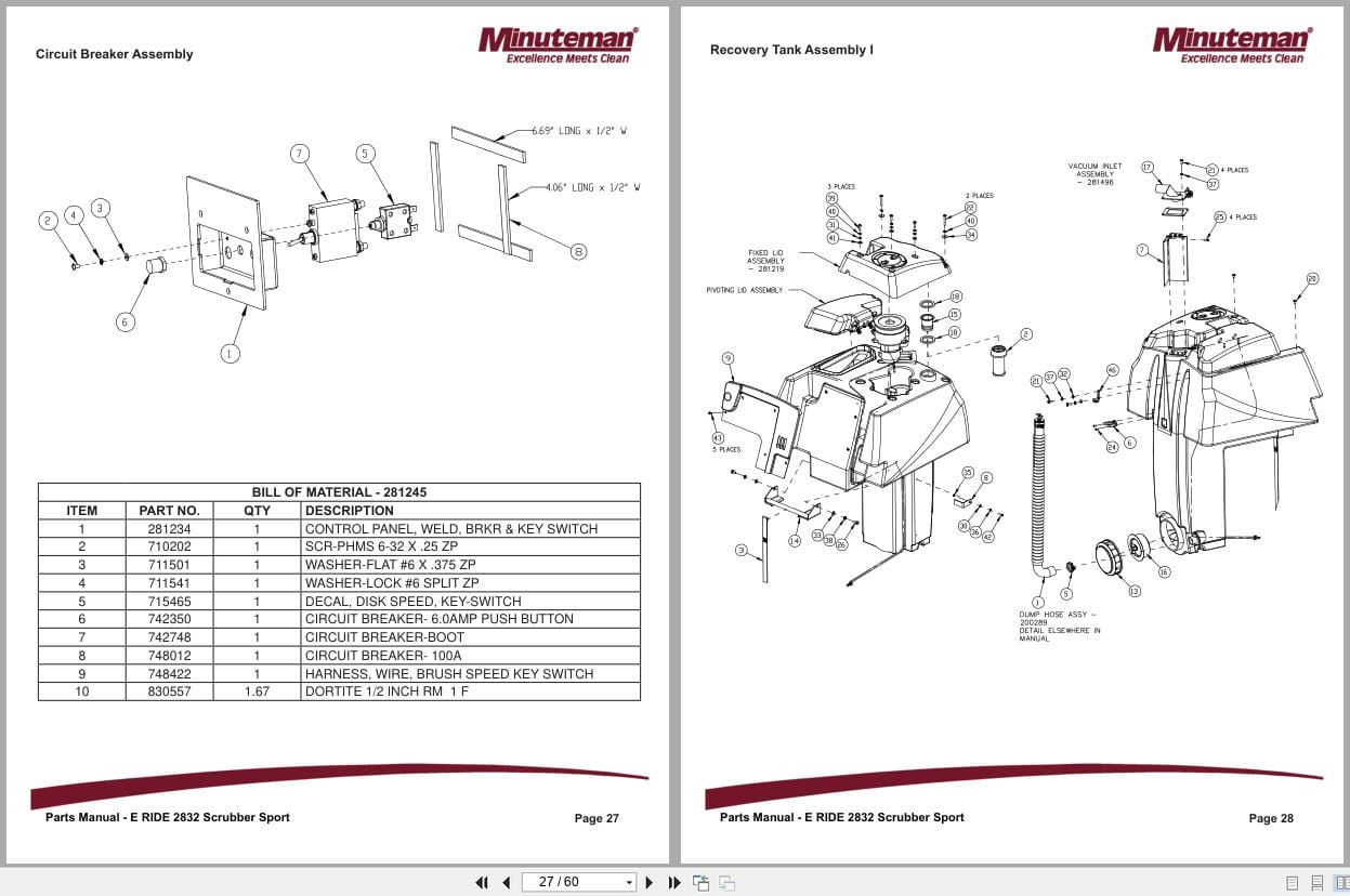 Minuteman Scrubber Sport E Ride 28 32 ER28DS To ER32DSPLUS Parts Manual 988739S 2016 (2)