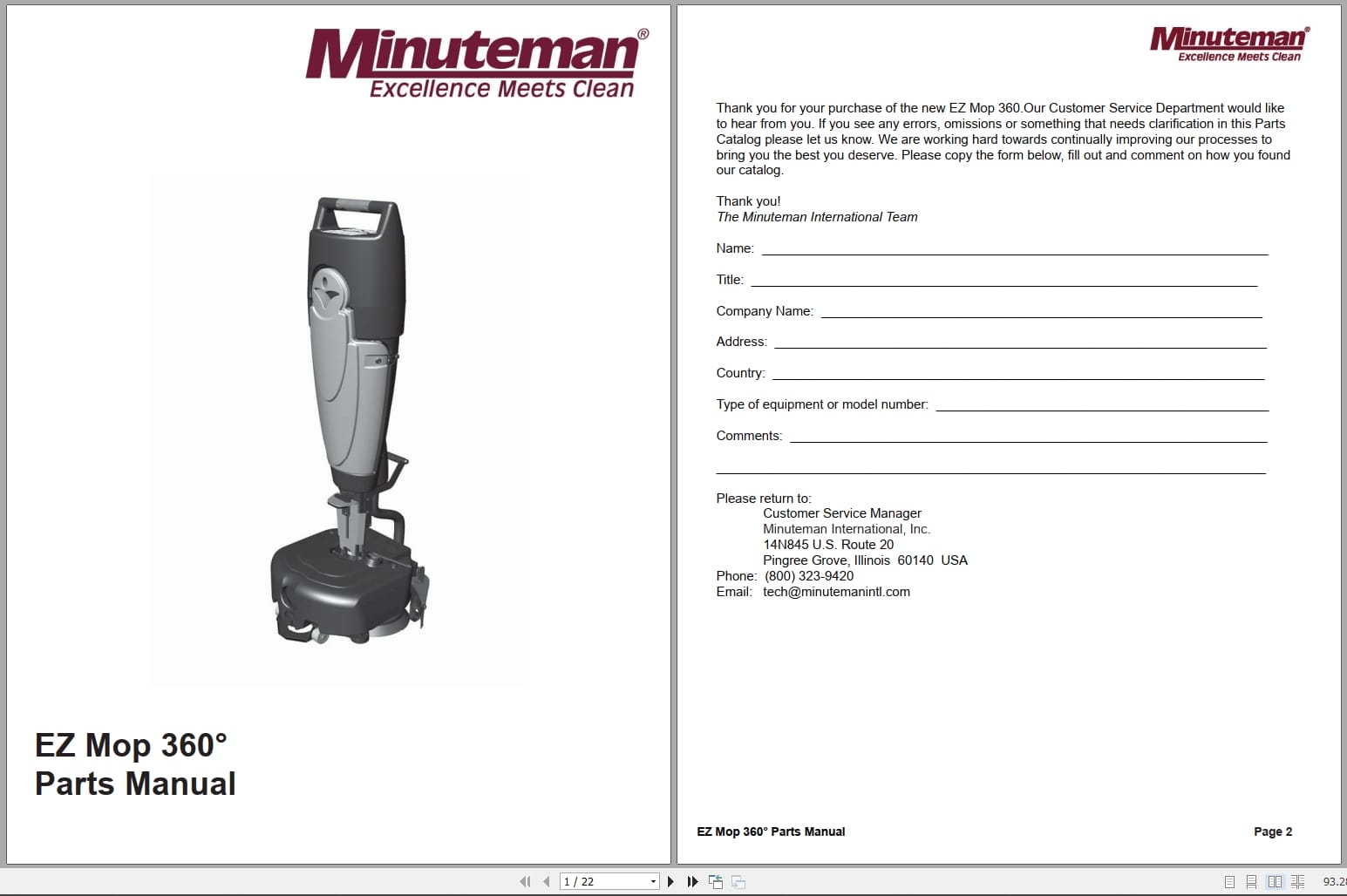 Minuteman Scrubbers E Z Mop 360 Pars Manual Error Codes (1)